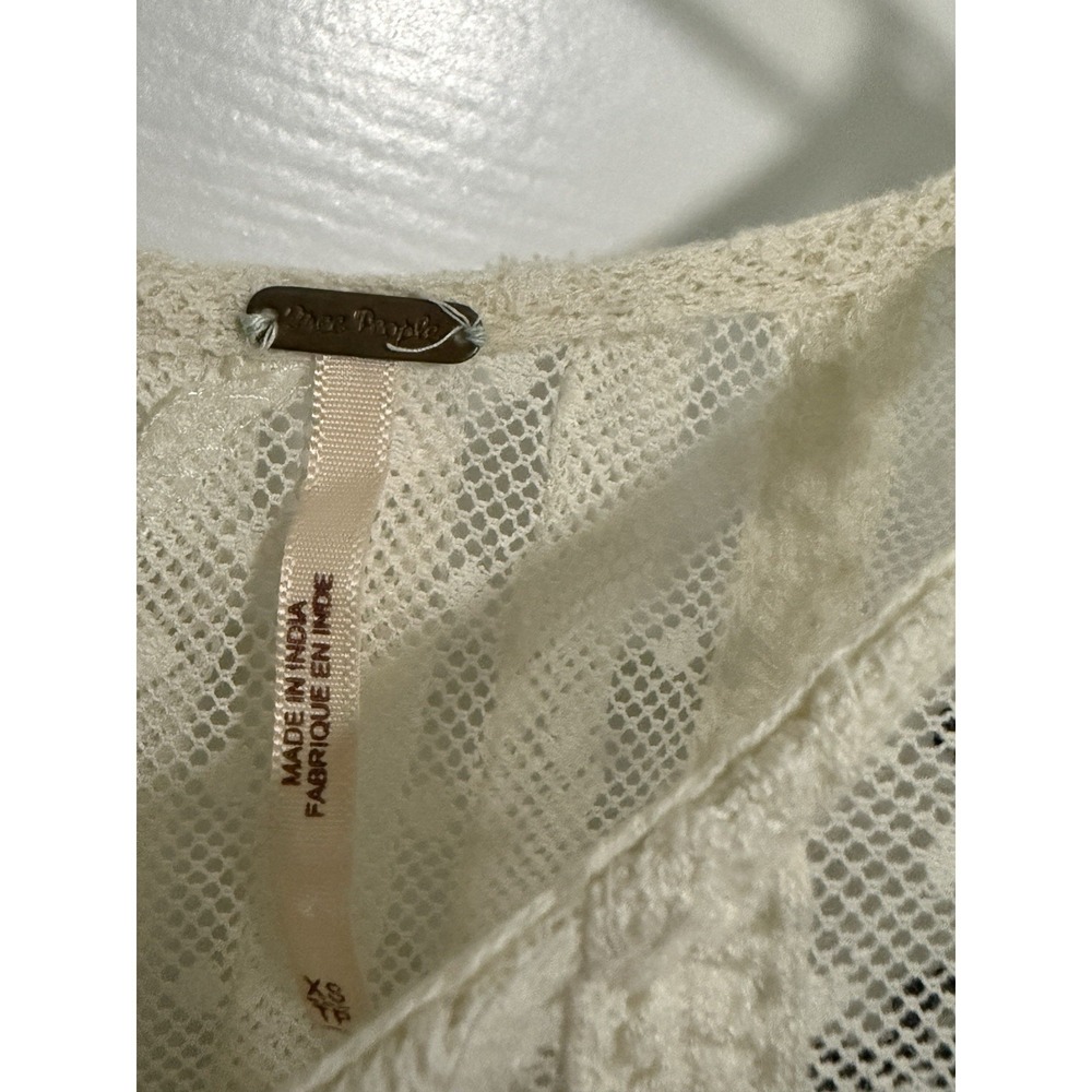 Free People Jocelyn Dot Off‎ White Lace Tunic Boho Sz XS Festival Grunge Western - Picture 2 of 6